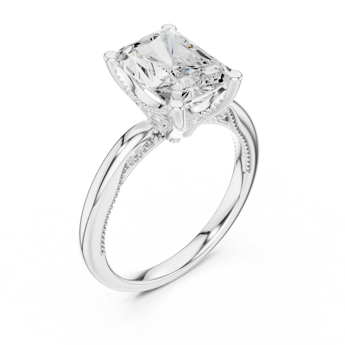 Hidden Halo Radiant Cut Diamond Engagement Ring