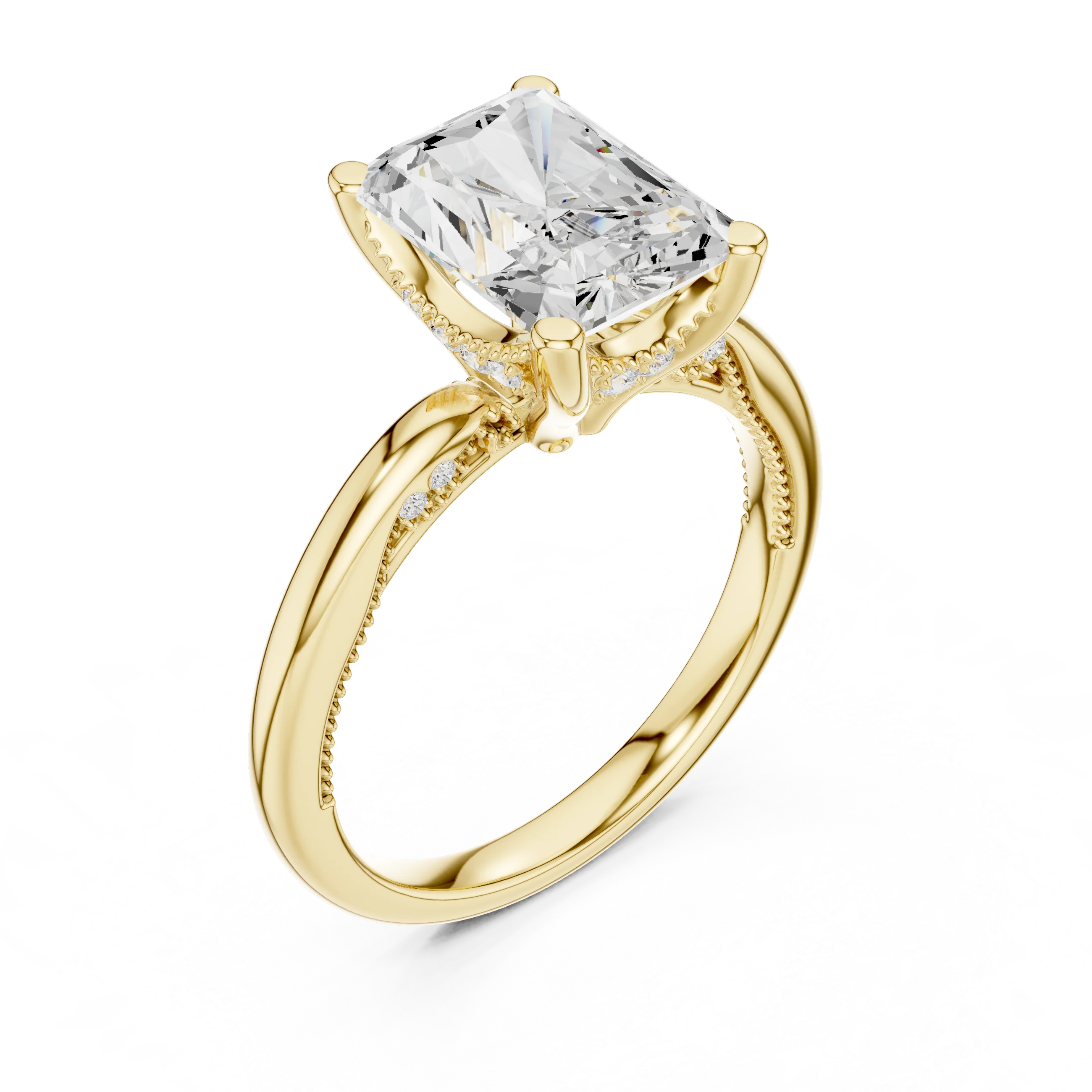 Hidden Halo Radiant Cut Diamond Engagement Ring