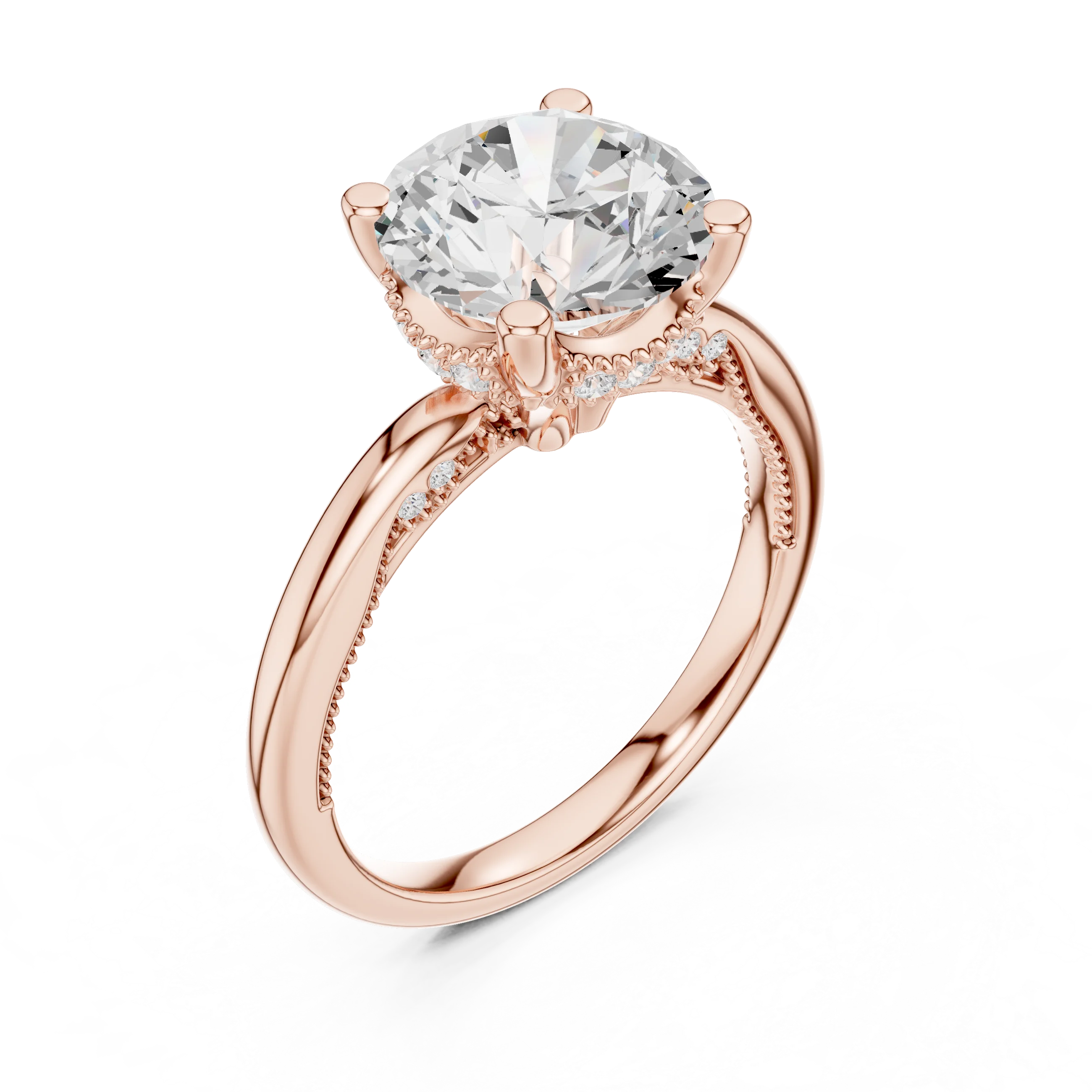 Hidden Halo Round Cut Diamond Engagement Ring