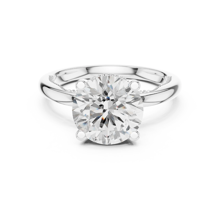 Hidden Halo Round Cut Diamond Engagement Ring