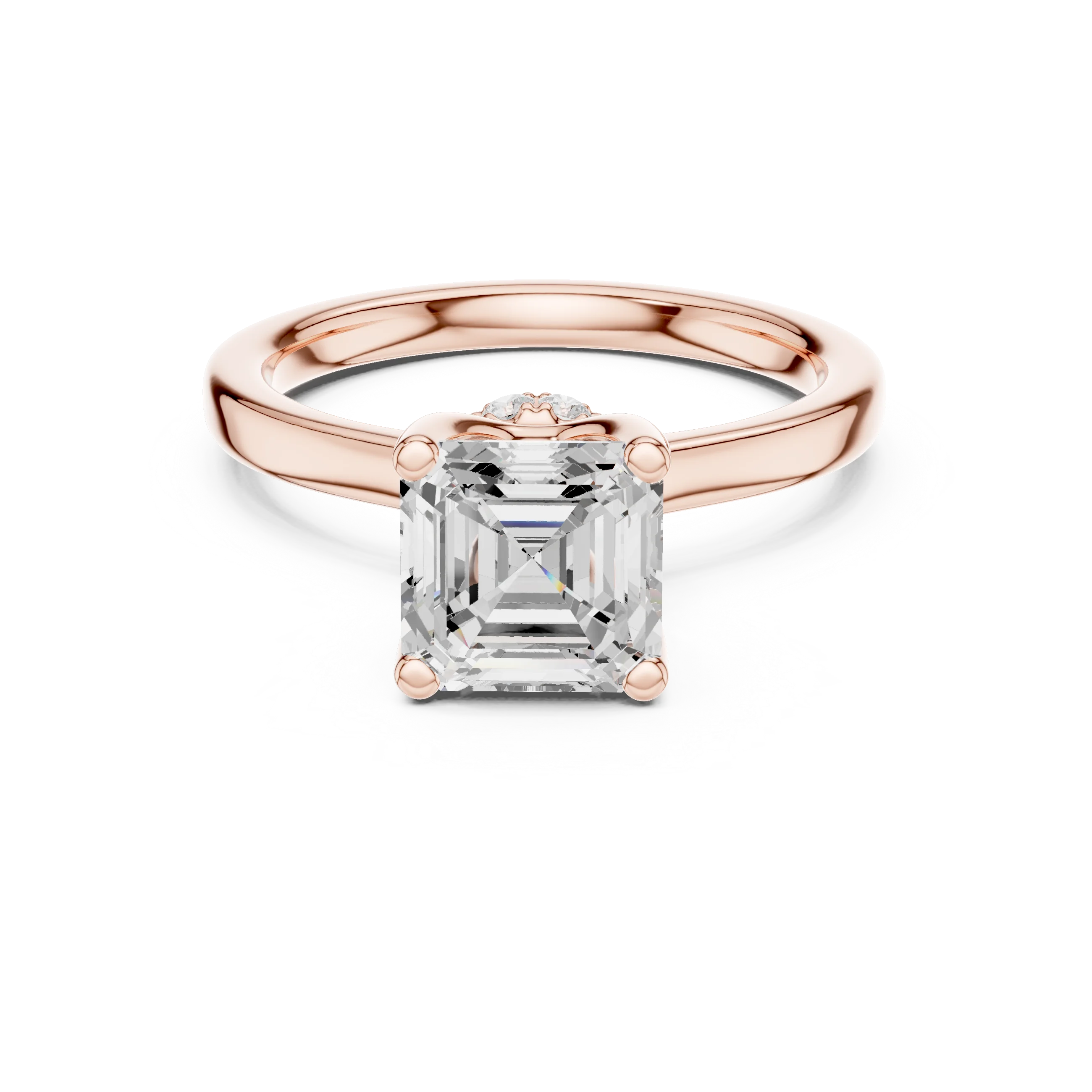 Asscher Shape Diamond Hidden Halo Engagement Ring