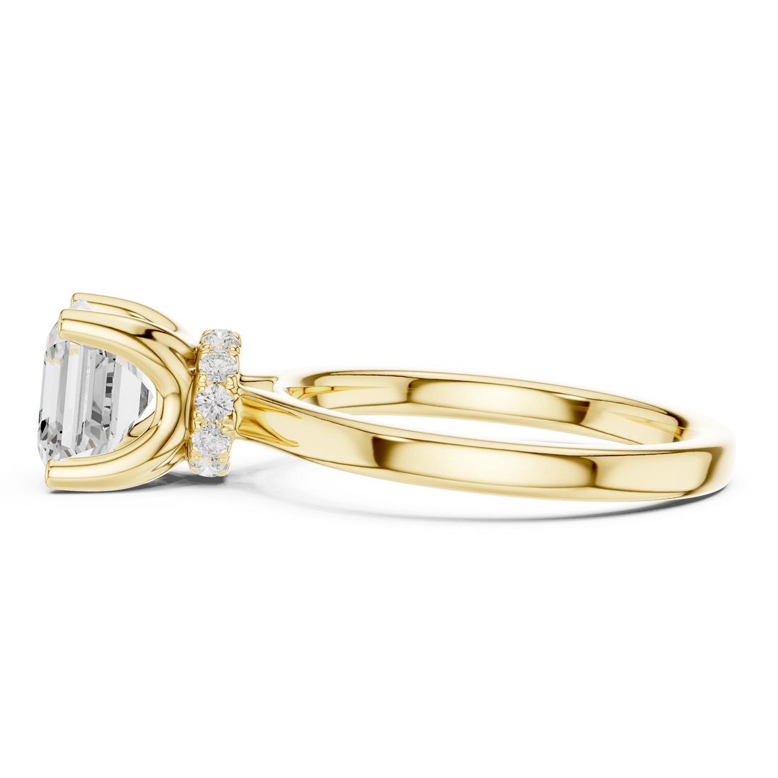 Asscher Shape Diamond Hidden Halo Engagement Ring