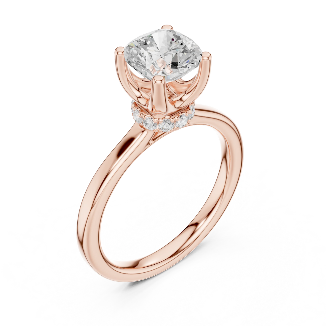 Radiant Shape Diamond Hidden Halo Engagement Ring