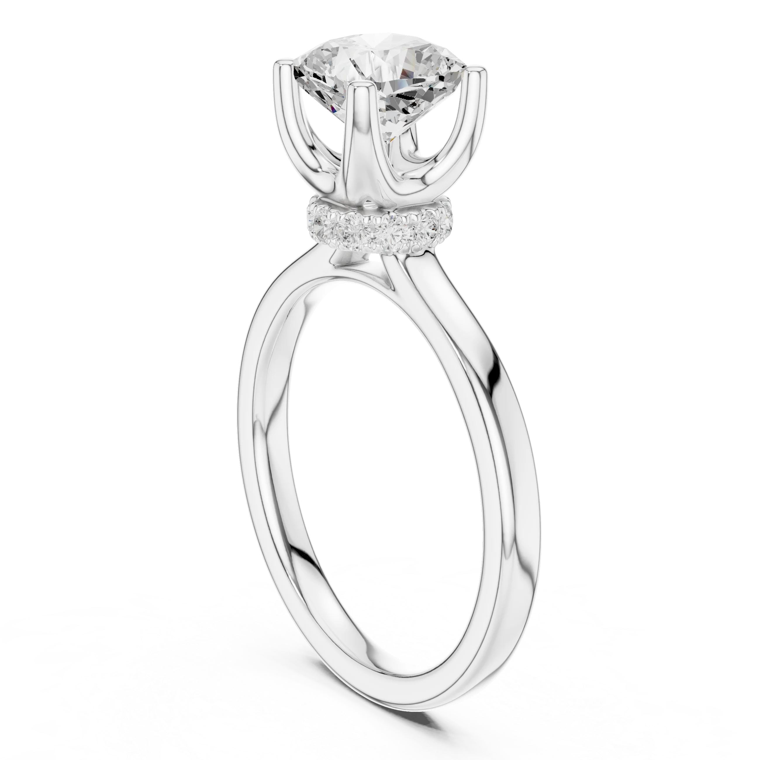 Radiant Shape Diamond Hidden Halo Engagement Ring