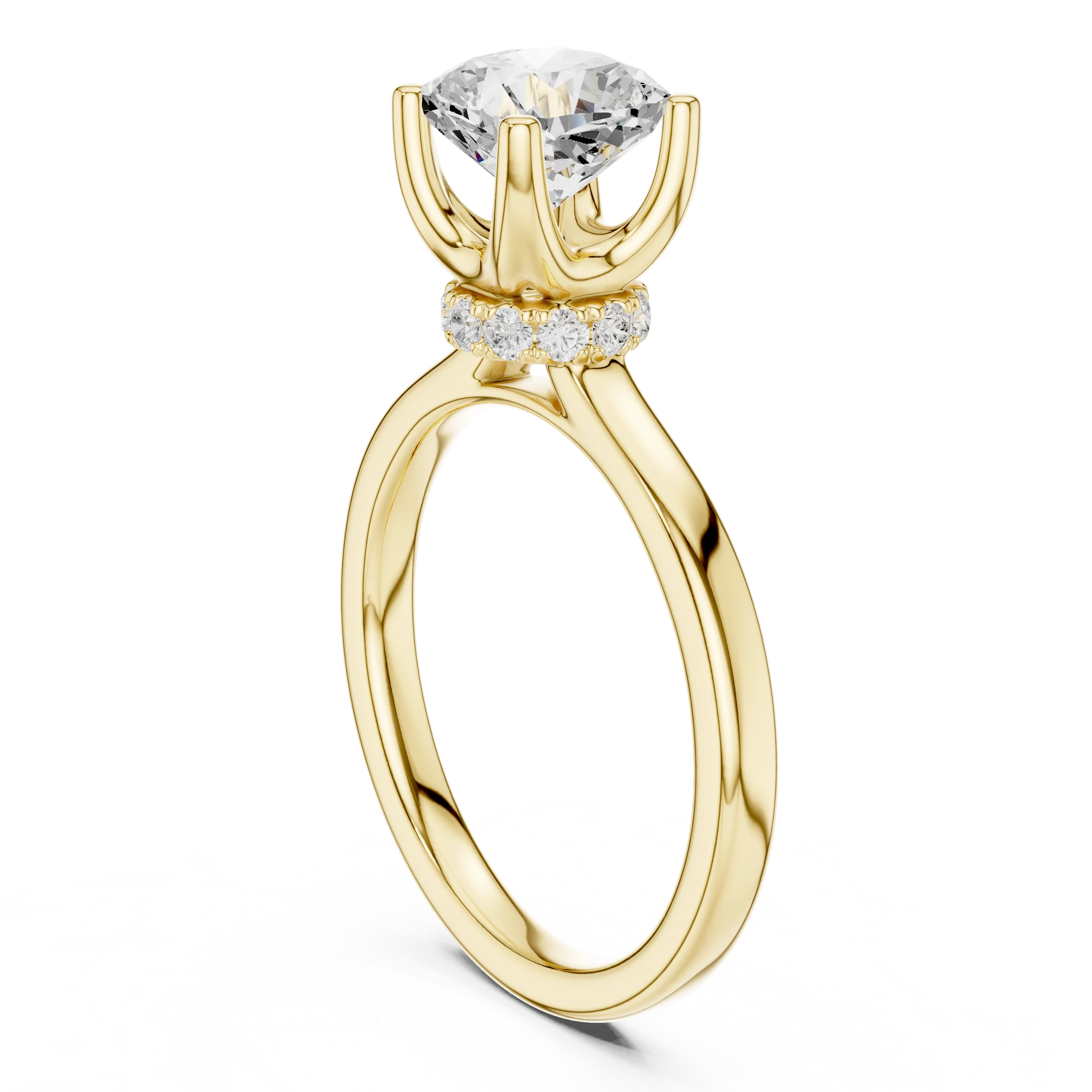 Radiant Shape Diamond Hidden Halo Engagement Ring