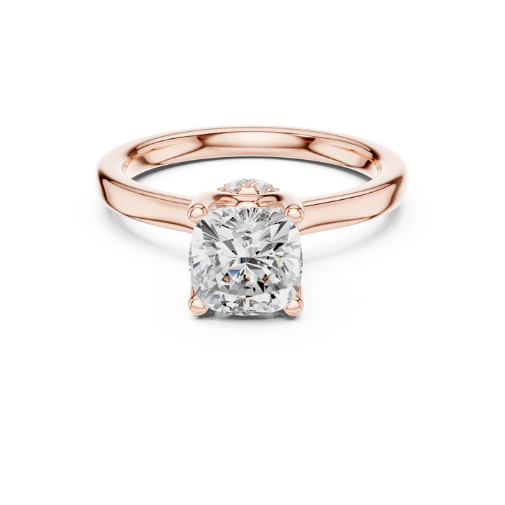 Cushion Shape Diamond Hidden Halo Engagement Ring
