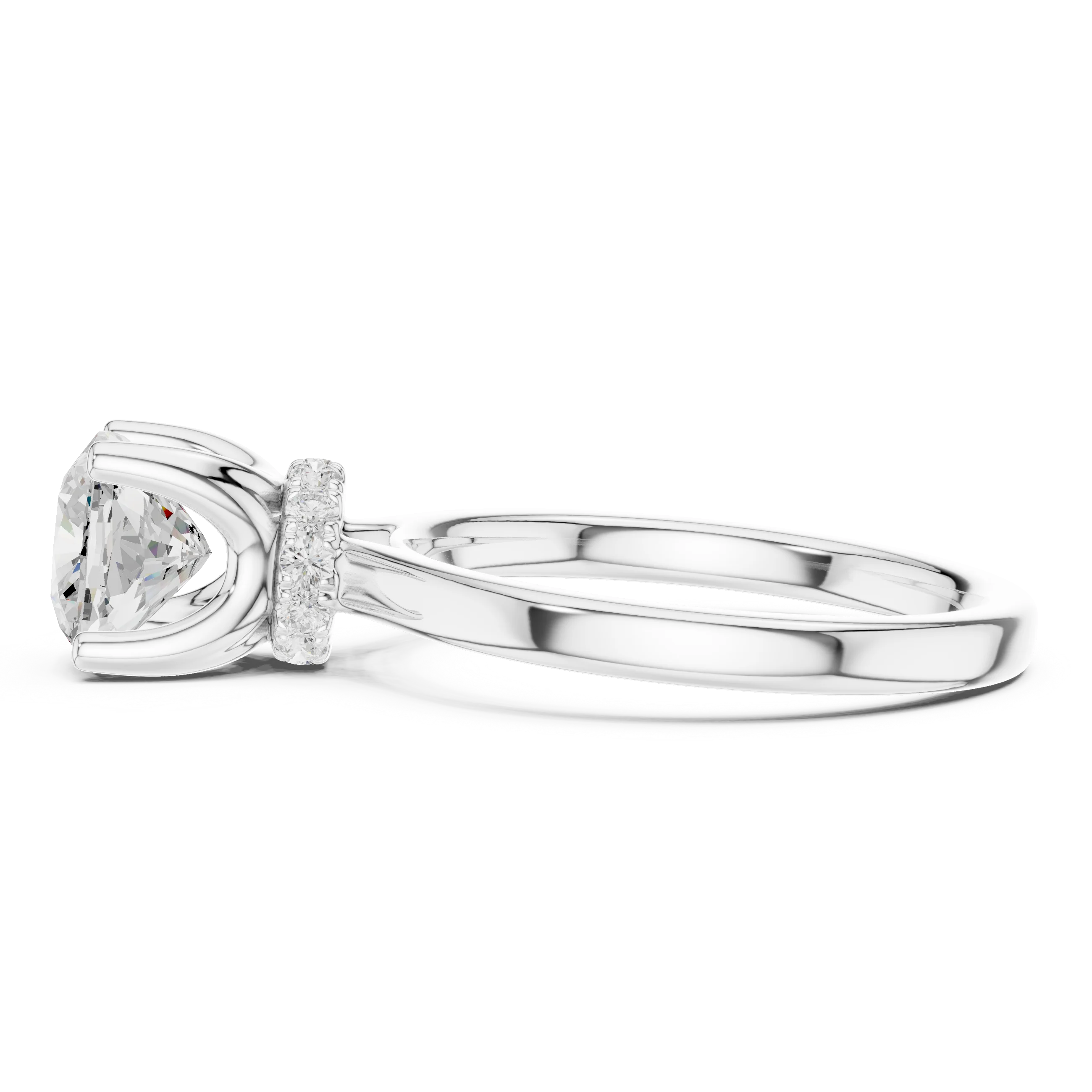 Radiant Shape Diamond Hidden Halo Engagement Ring