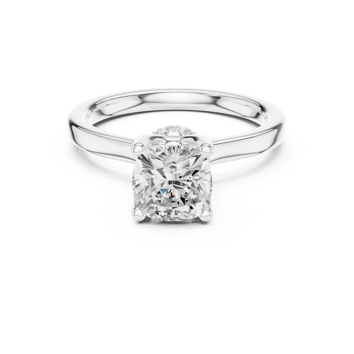 Cushion Shape Diamond Hidden Halo Engagement Ring