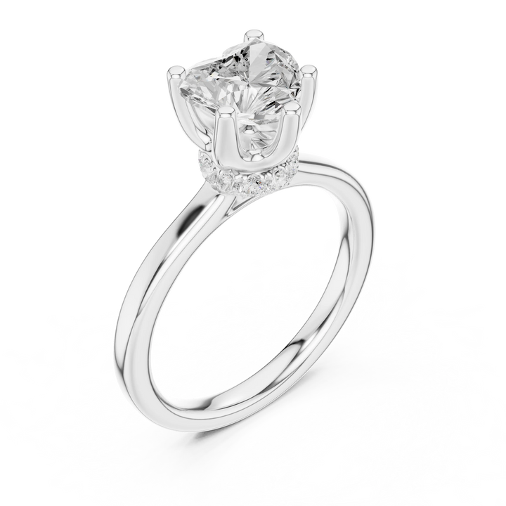Heart Shape Diamond Hidden Halo Engagement Ring