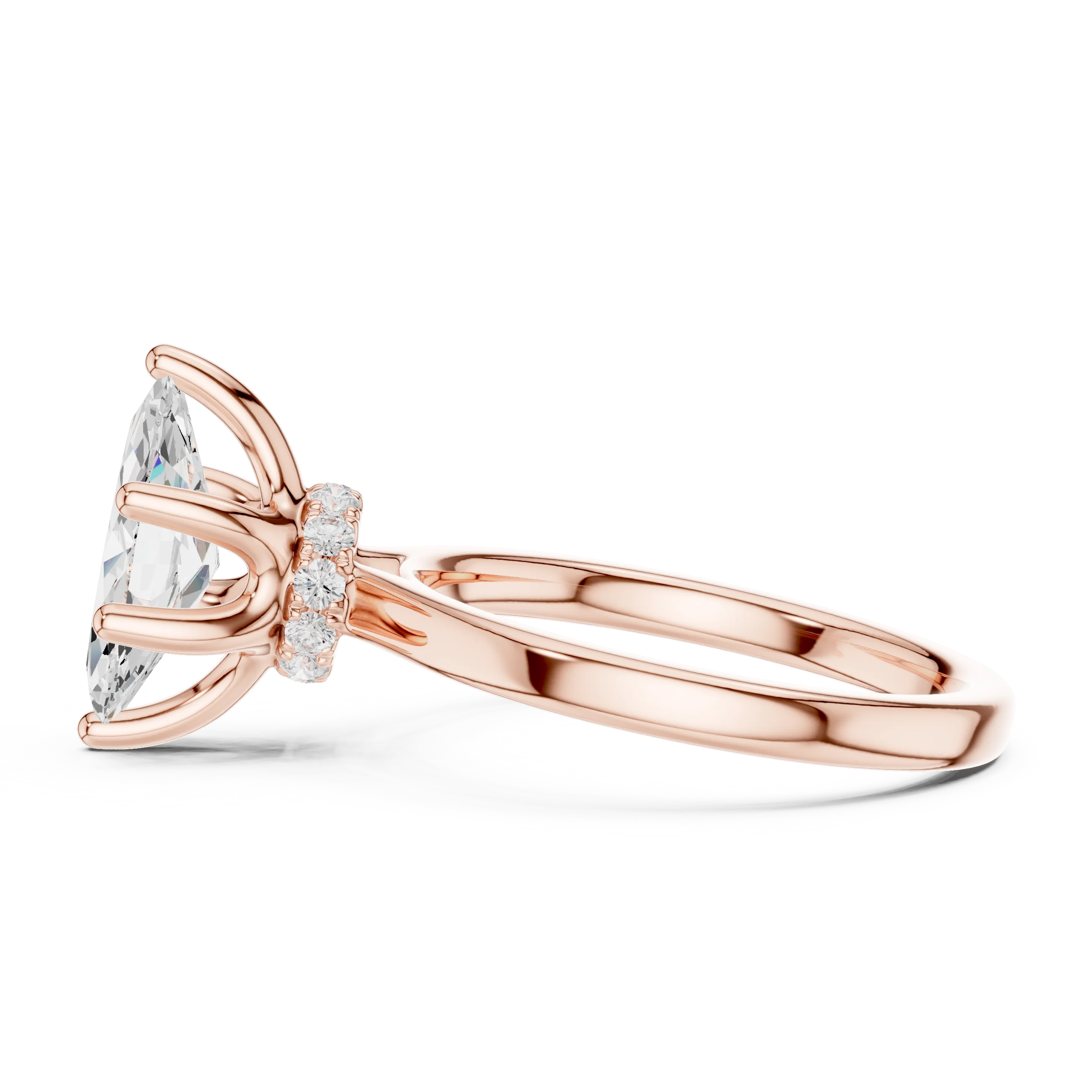 Marquise Shape Diamond Hidden Halo Engagement Ring
