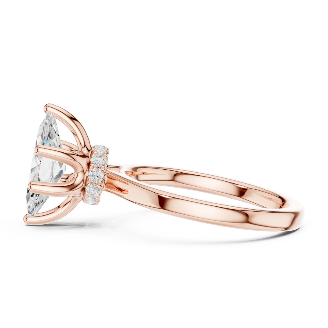 Marquise Shape Diamond Hidden Halo Engagement Ring