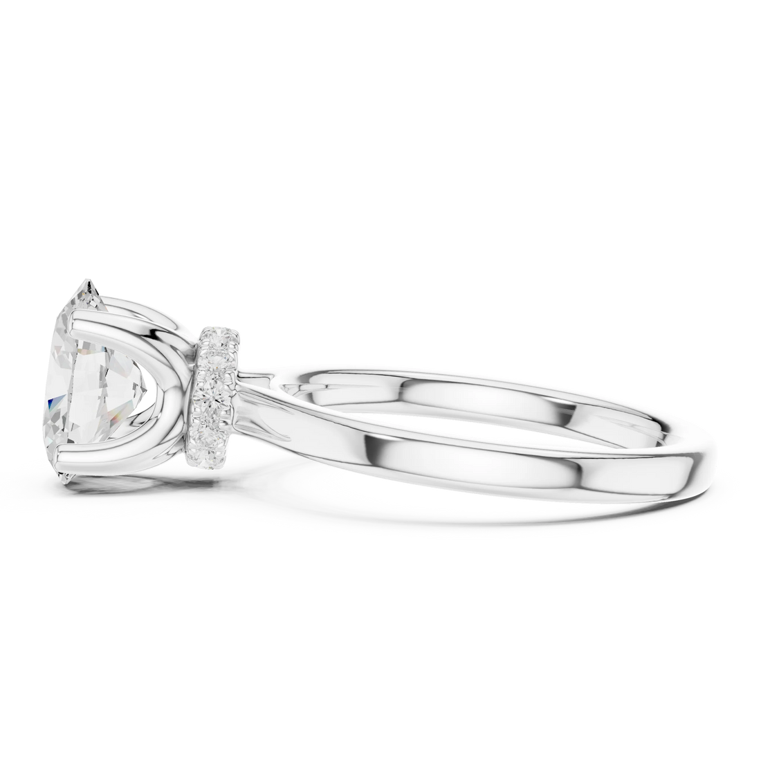 Oval Shape Diamond Hidden Halo Engagement Ring