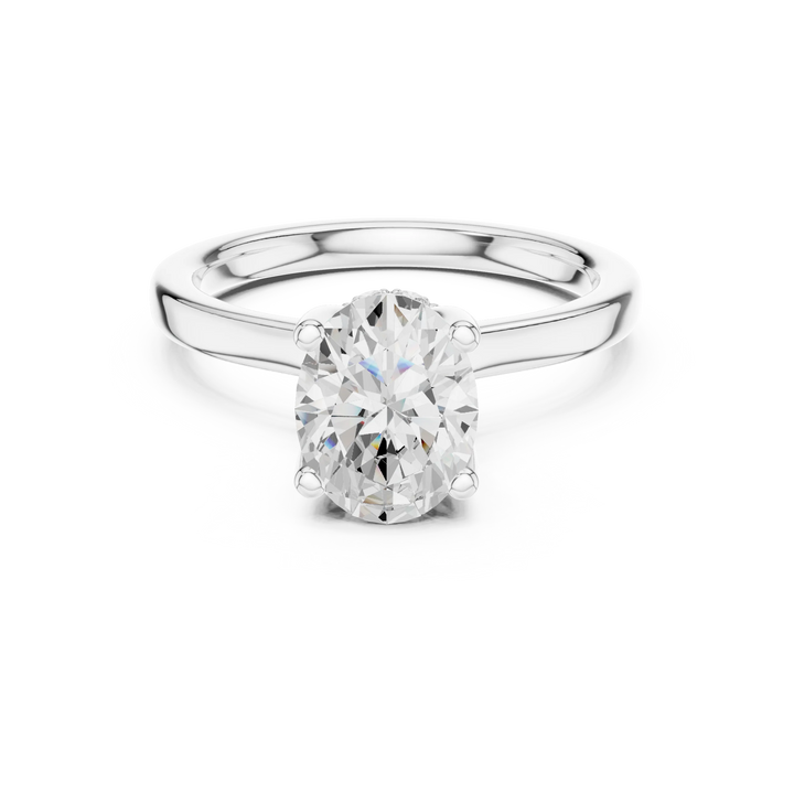 Oval Shape Diamond Hidden Halo Engagement Ring
