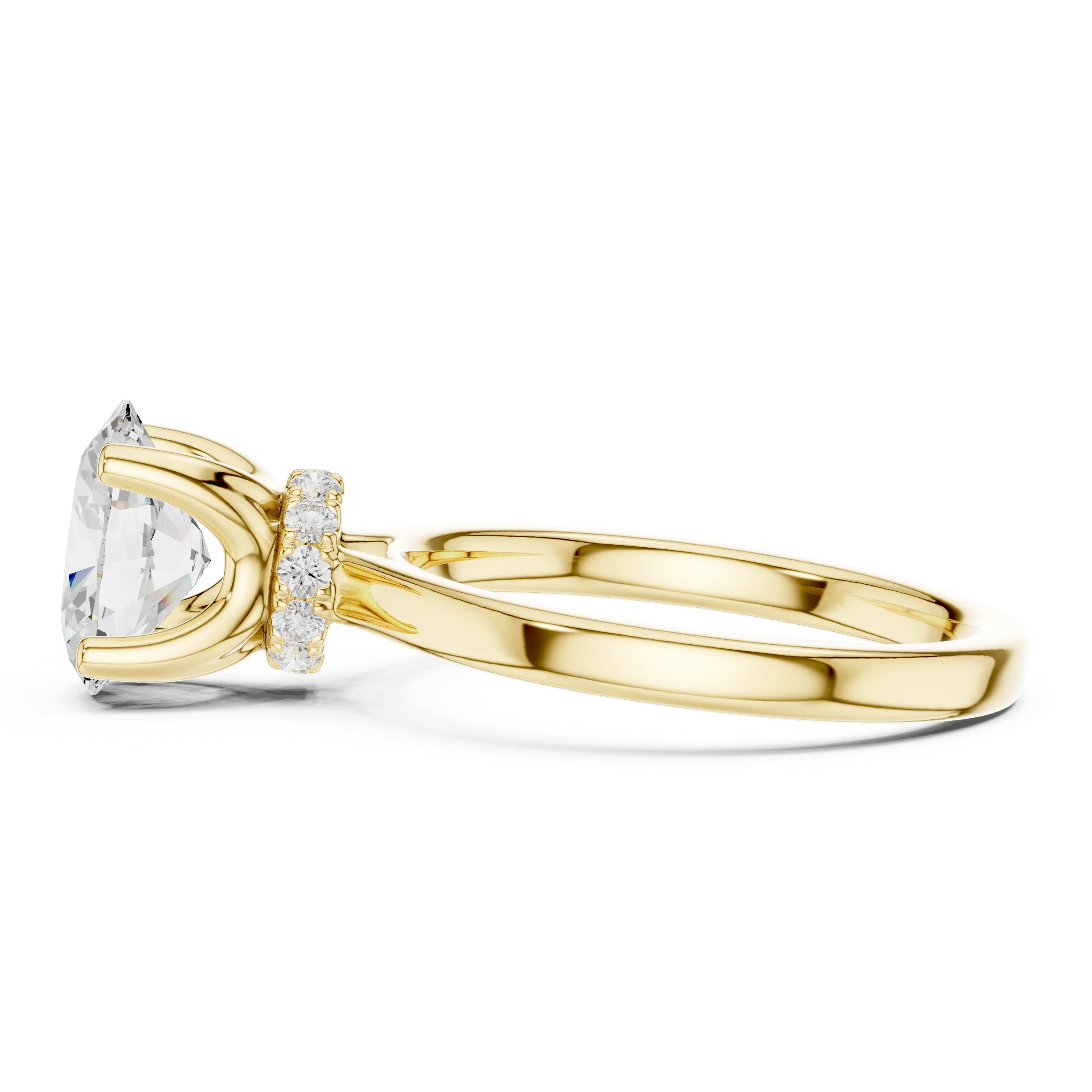 Oval Shape Diamond Hidden Halo Engagement Ring