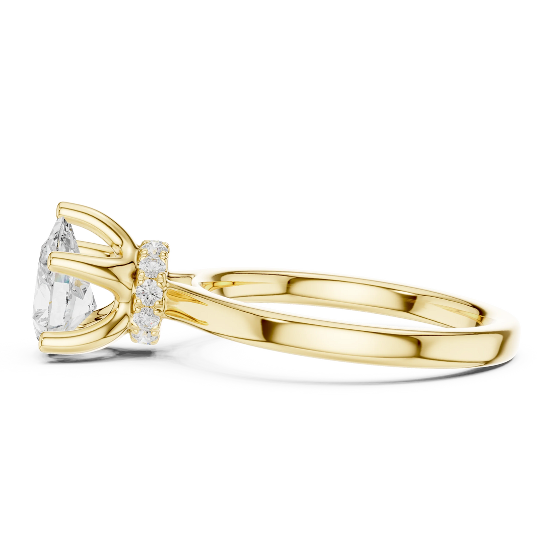 Pear Shape Diamond Hidden Halo Engagement Ring