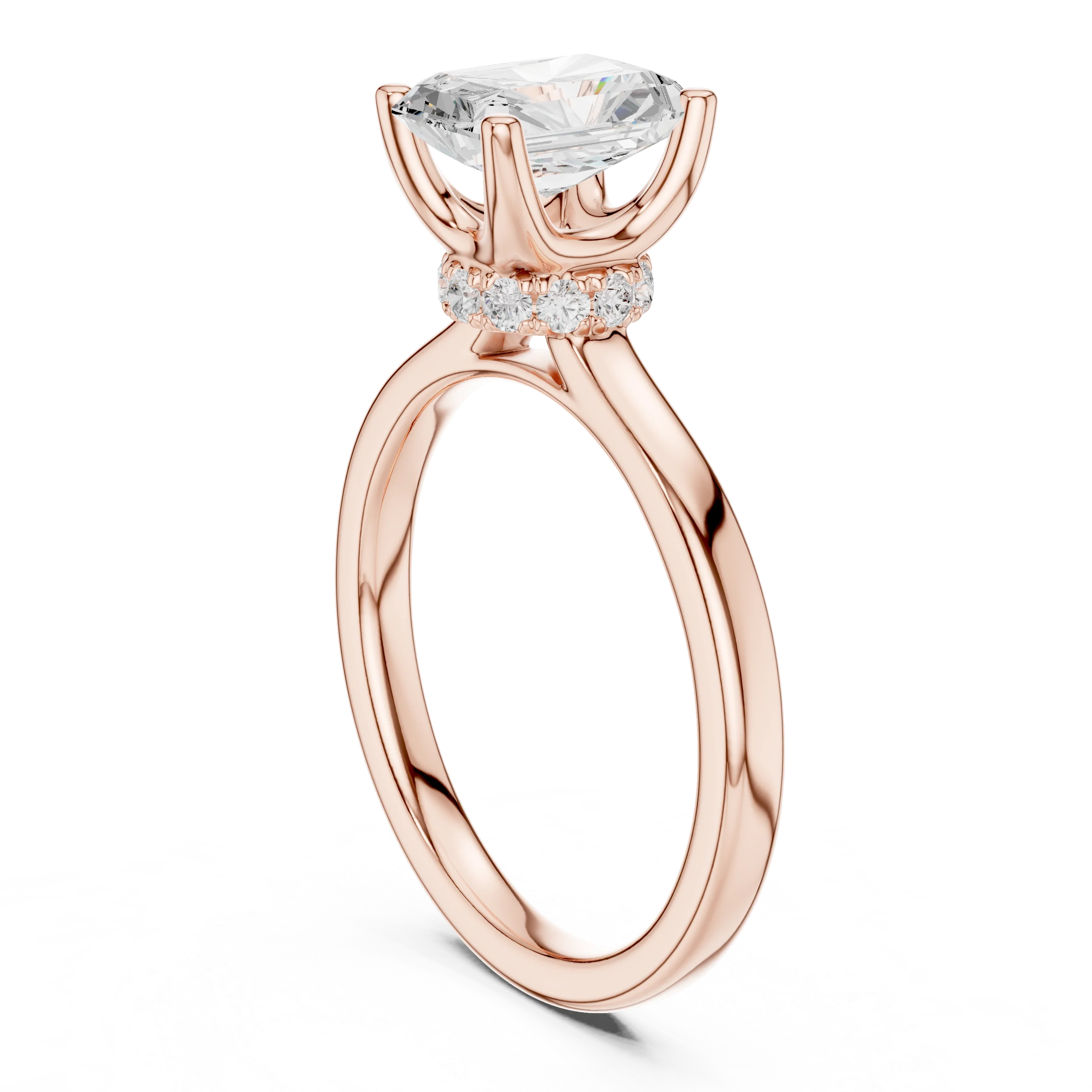 Radiant Shape Diamond Hidden Halo Engagement Ring