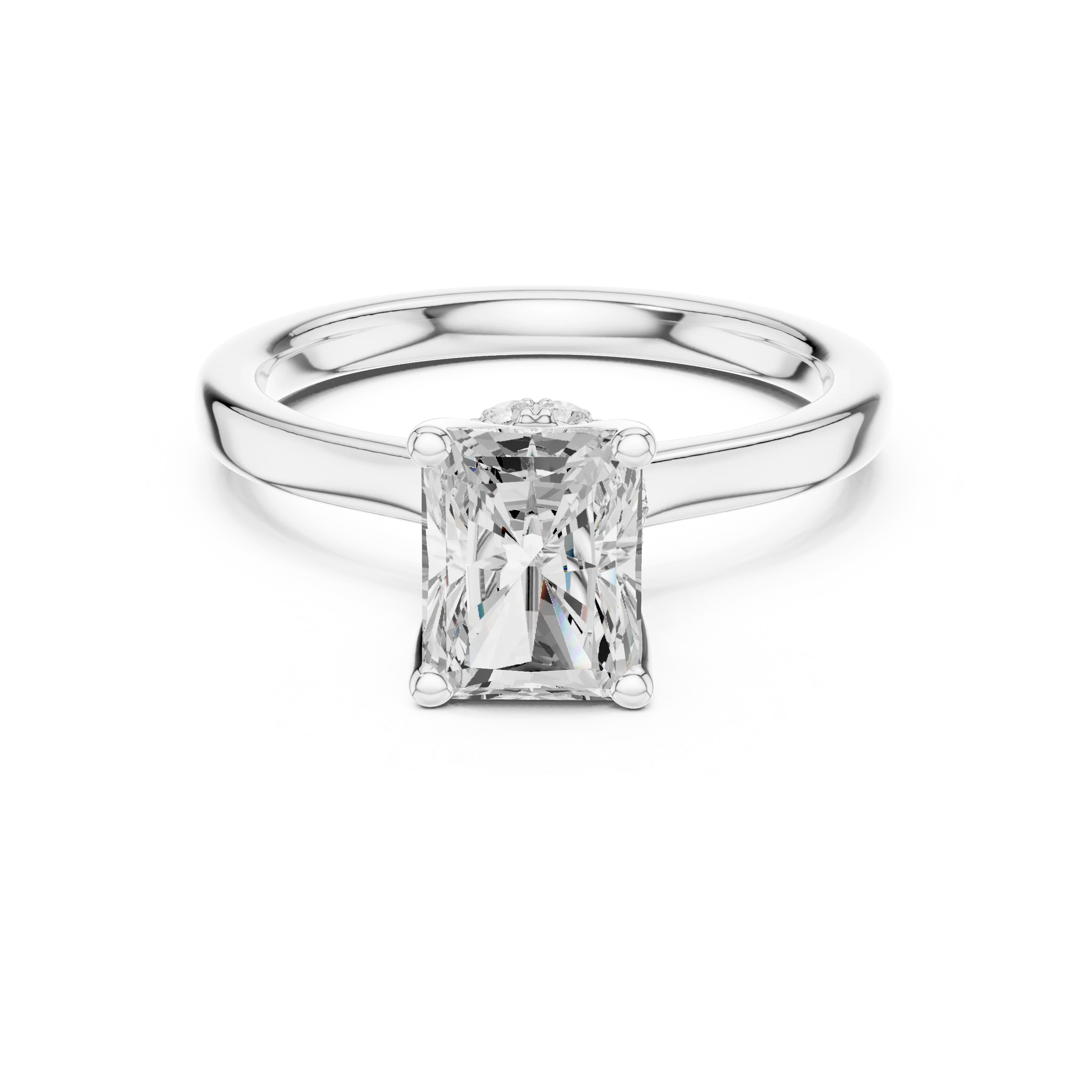 Radiant Shape Diamond Hidden Halo Engagement Ring