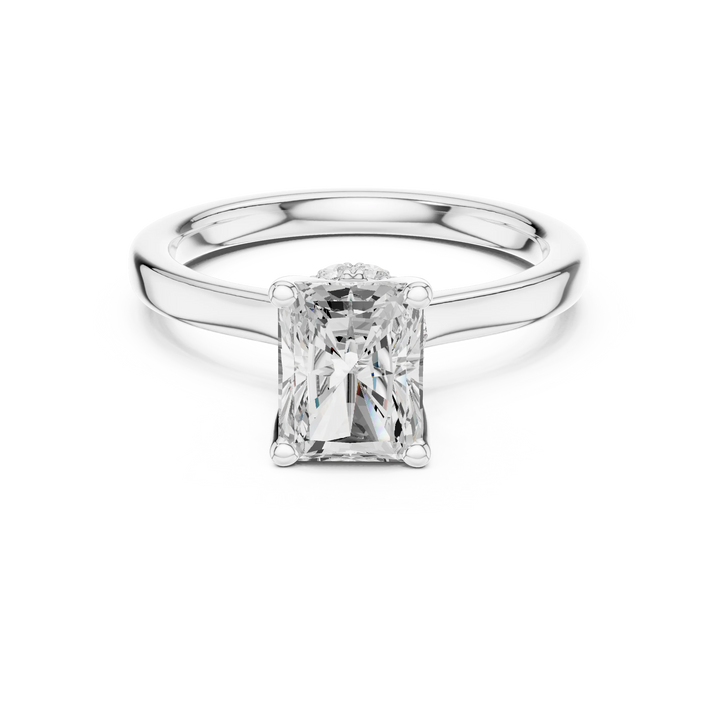 Radiant Shape Diamond Hidden Halo Engagement Ring