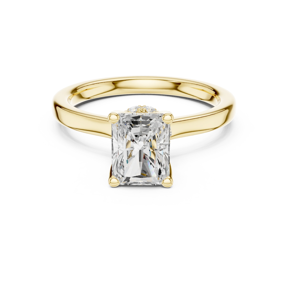 Radiant Shape Diamond Hidden Halo Engagement Ring