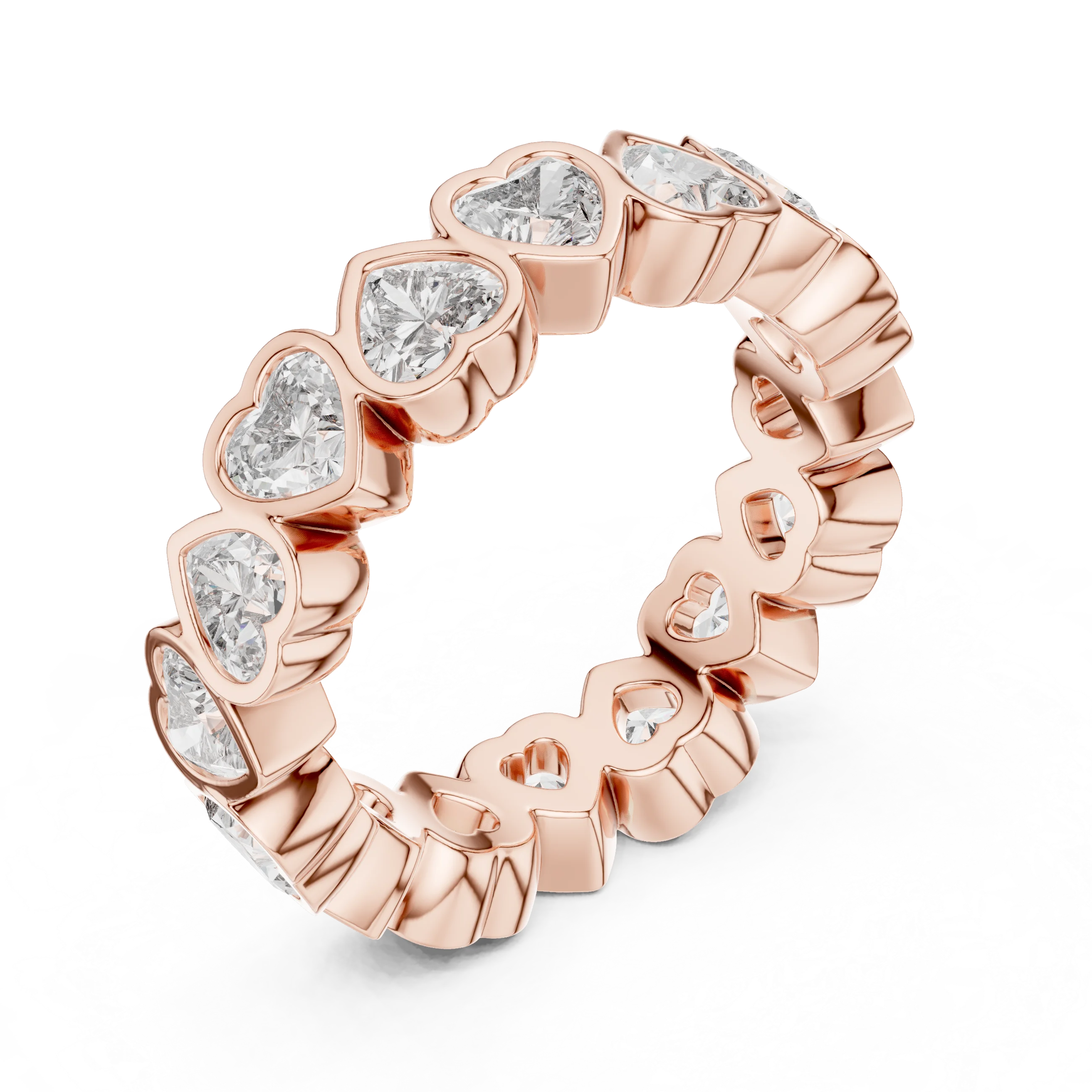 Heart-Shaped Diamond Bezel-Set Full Eternity Band