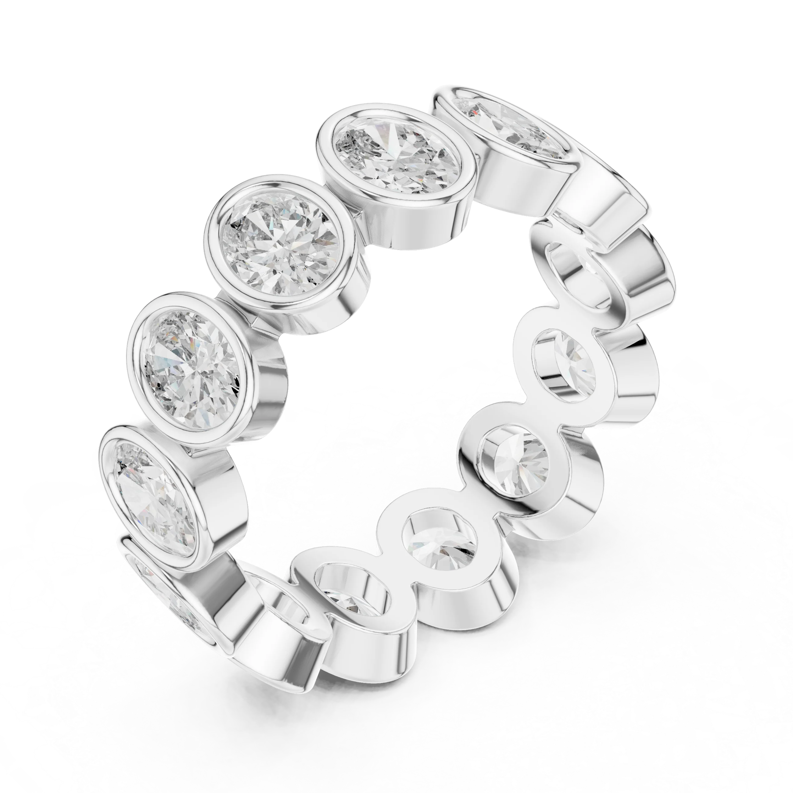 Oval Bezel-Set Diamond Eternity Band