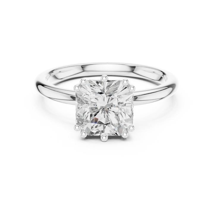 Asscher Cut Diamond Solitaire Engagement Ring with Hidden Accent Diamonds