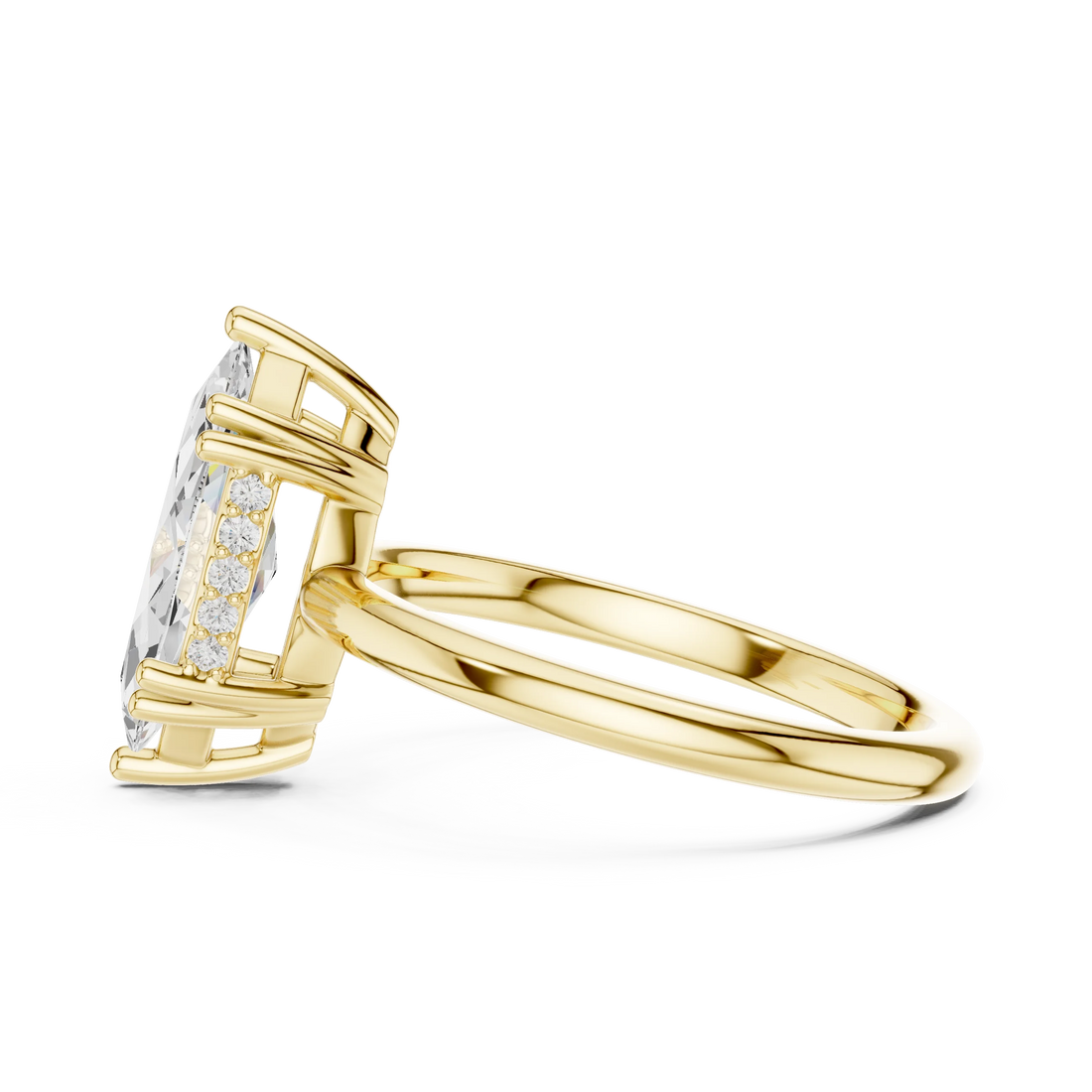 Marquise Cut Diamond Solitaire Engagement Ring with Hidden Accent Diamonds
