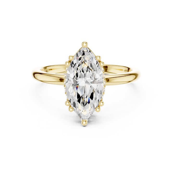 Marquise Cut Diamond Solitaire Engagement Ring with Hidden Accent Diamonds