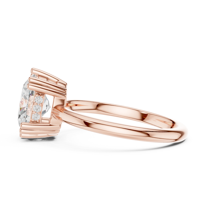 Oval Cut Diamond Solitaire Engagement Ring with Hidden Accent Diamonds