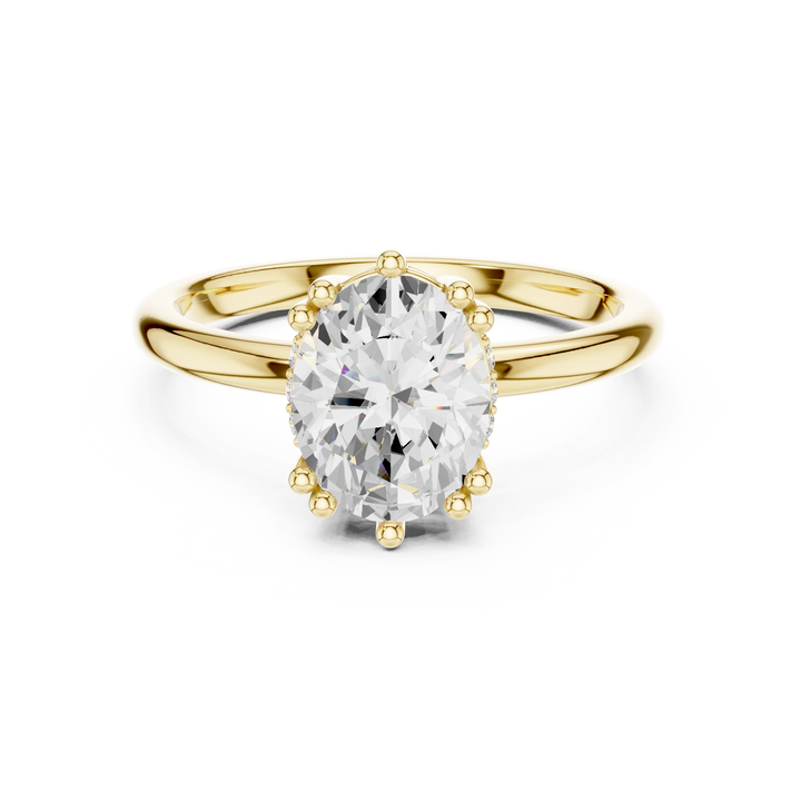Oval Cut Diamond Solitaire Engagement Ring with Hidden Accent Diamonds