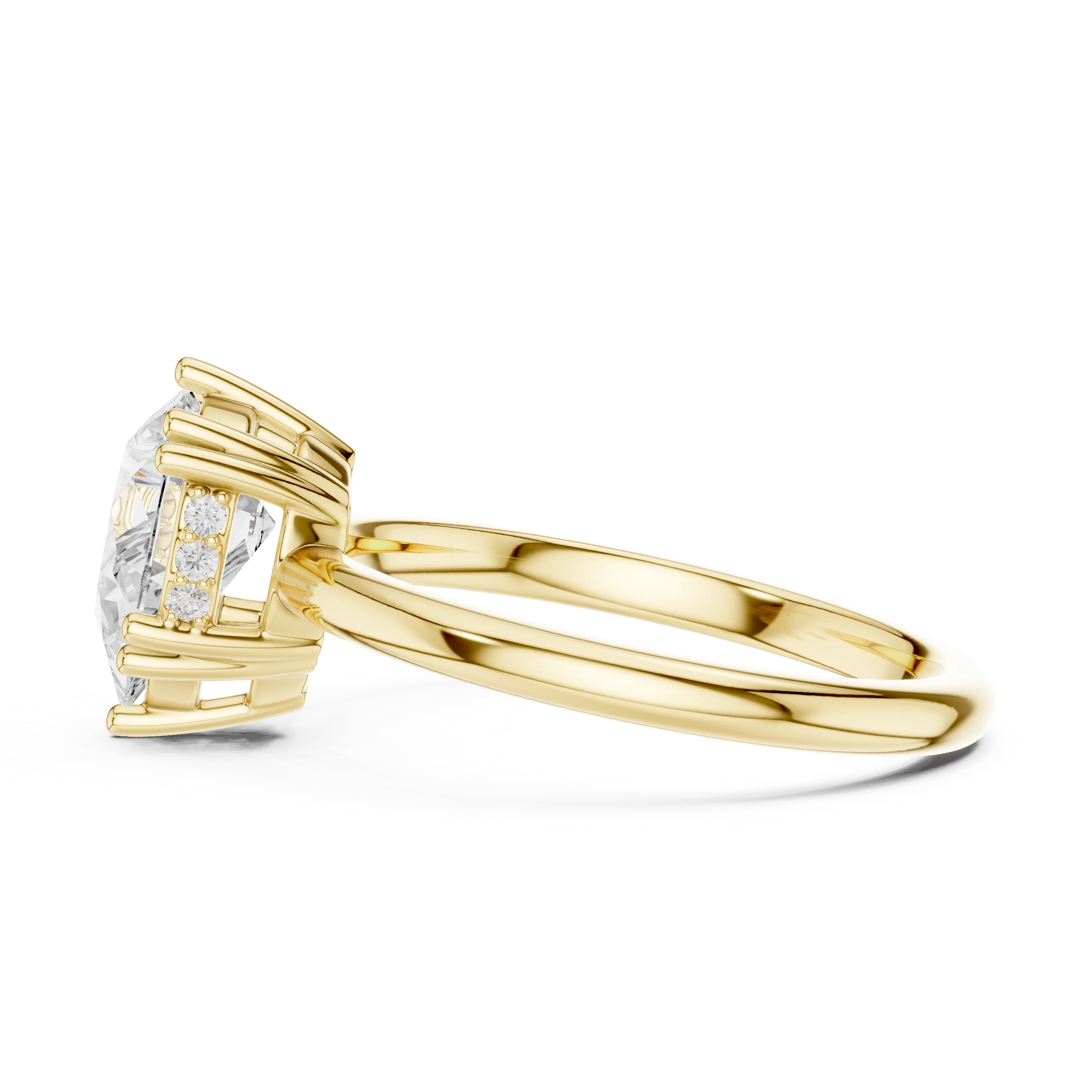 Pear Cut Diamond Solitaire Engagement Ring with Hidden Accent Diamonds