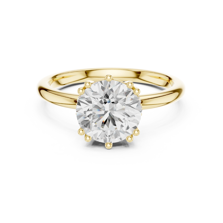 Round Cut Diamond Solitaire Engagement Ring with Hidden Accent Diamonds