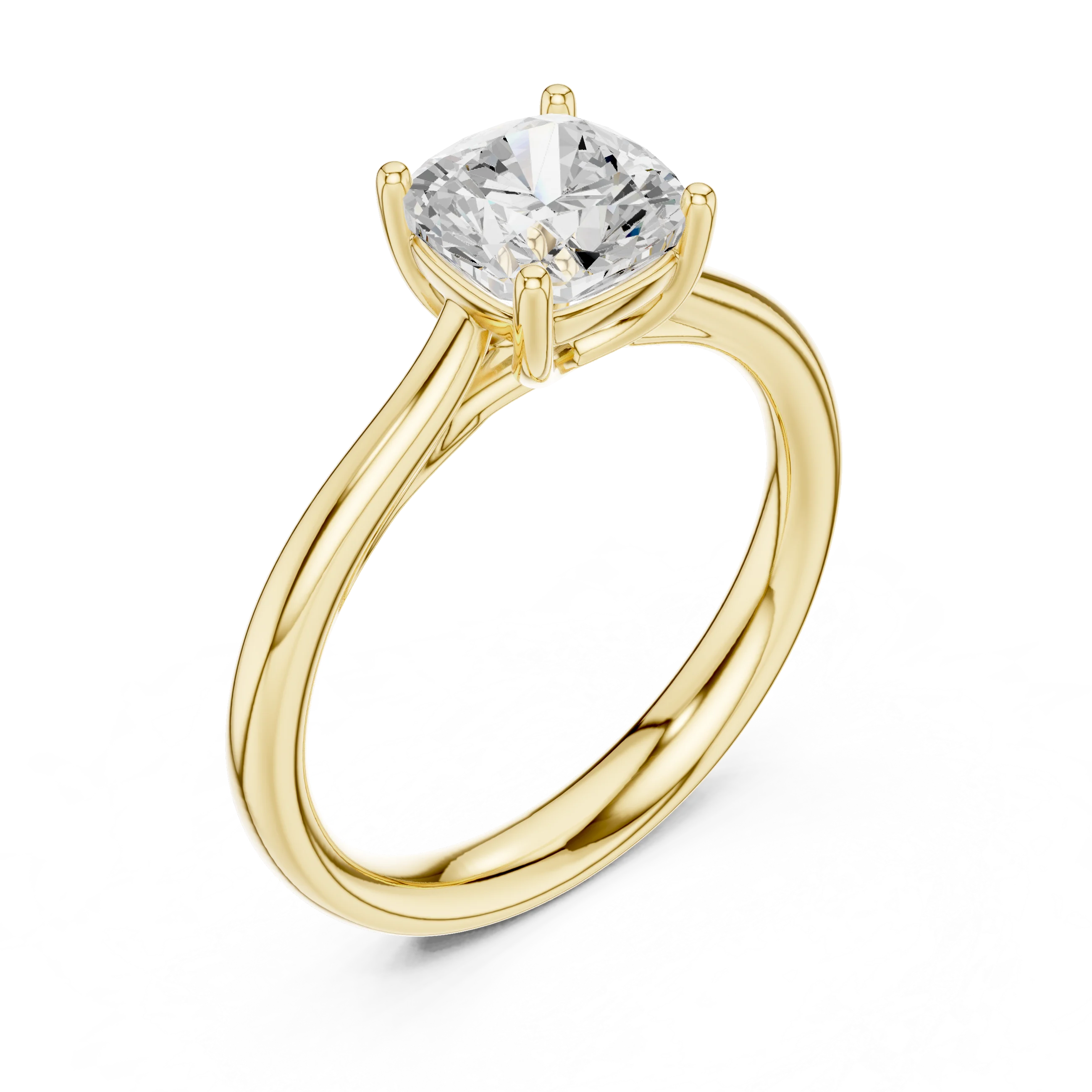 Cushion-Cut Solitaire Diamond Ring