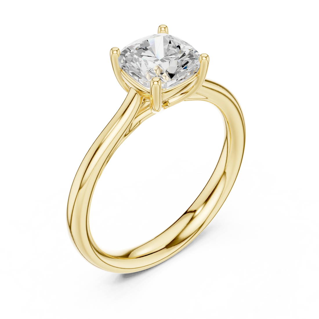 Cushion-Cut Solitaire Diamond Ring