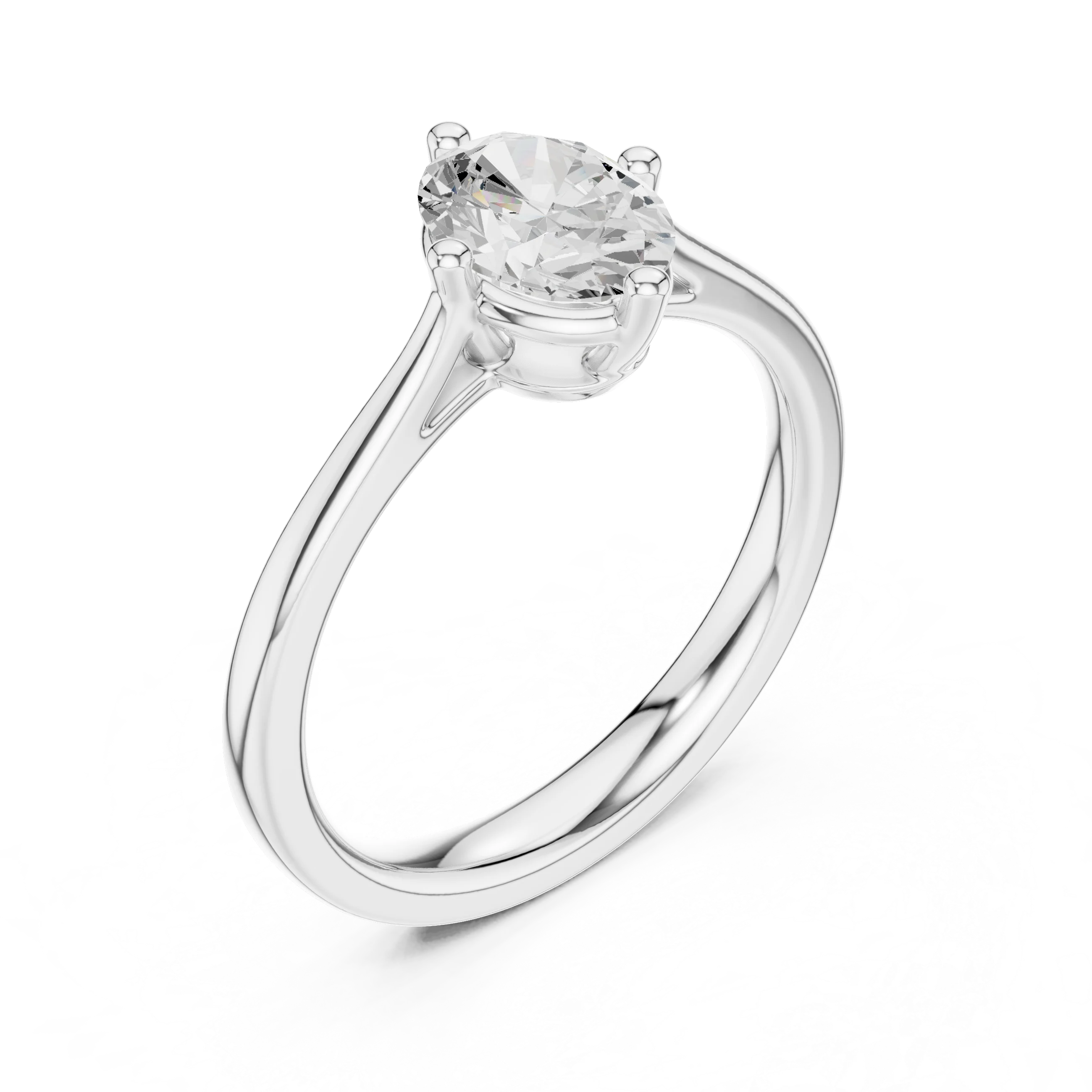 Oval Shape Diamond Solitaire Engagement Ring