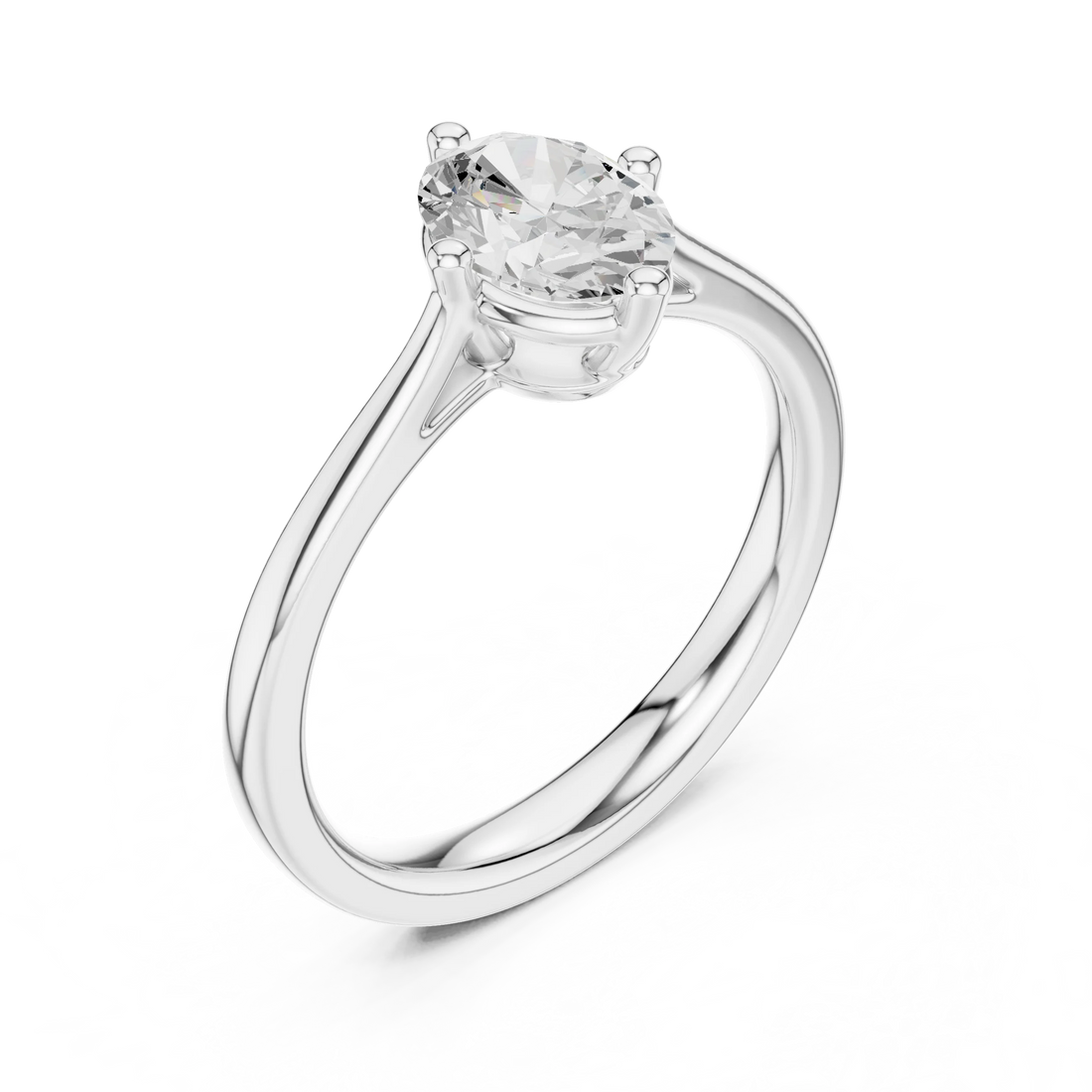 Oval Shape Diamond Solitaire Engagement Ring