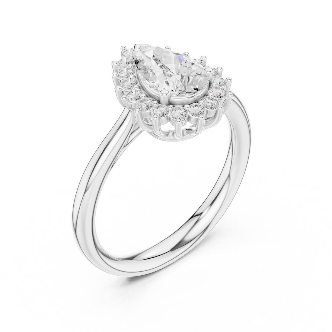 Pear Halo Diamond Engagement Ring