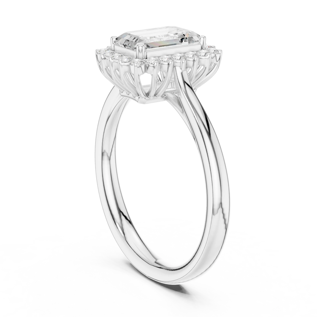 Emerald Halo Diamond Engagement Ring