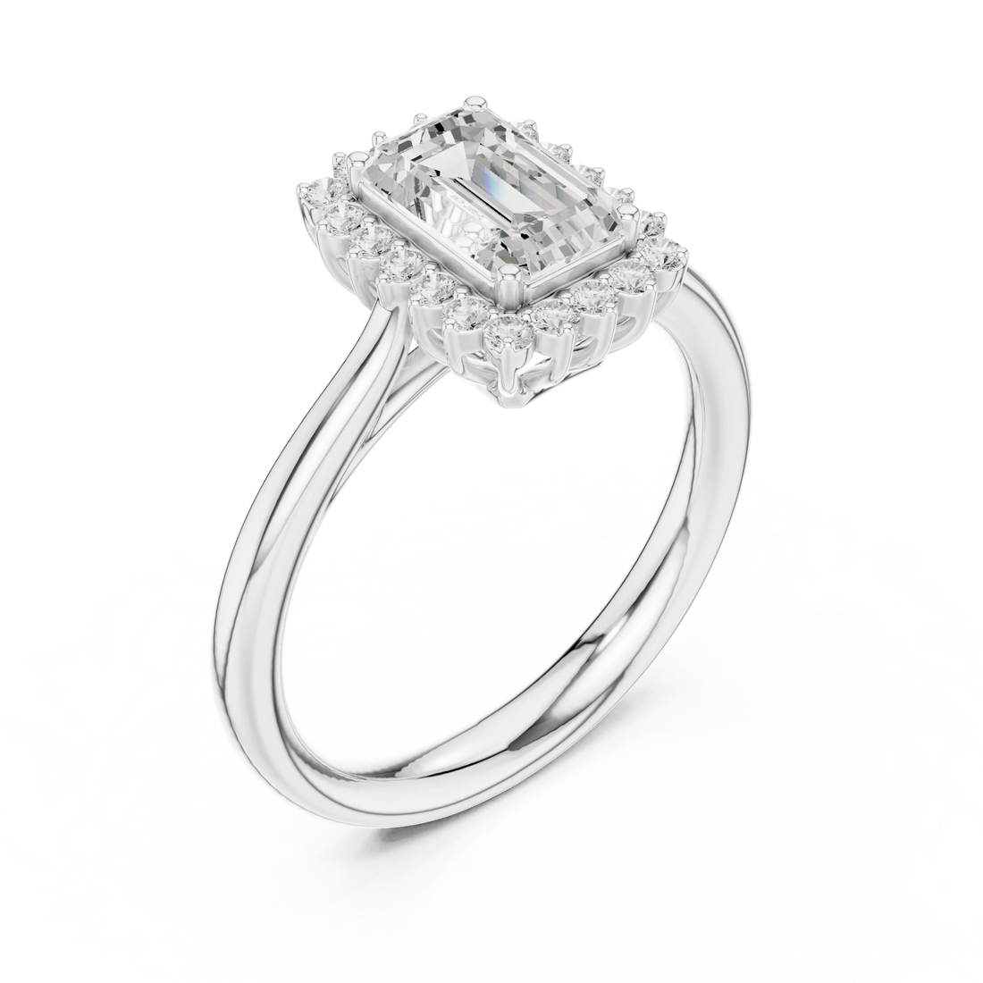 Emerald Halo Diamond Engagement Ring