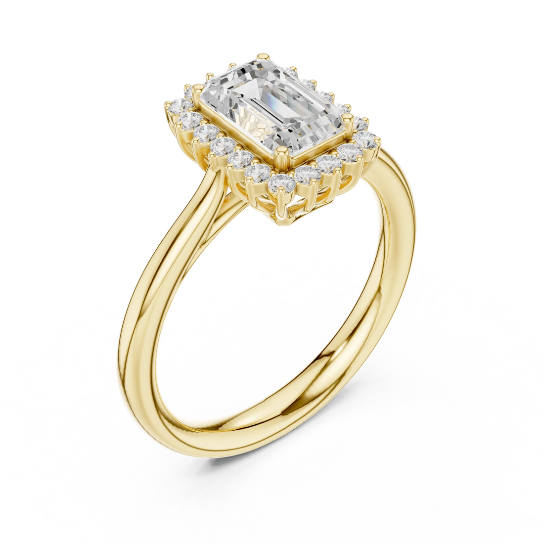 Emerald Halo Diamond Engagement Ring