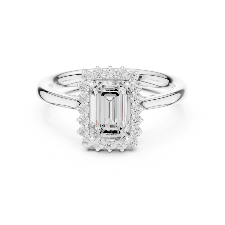 Emerald Halo Diamond Engagement Ring