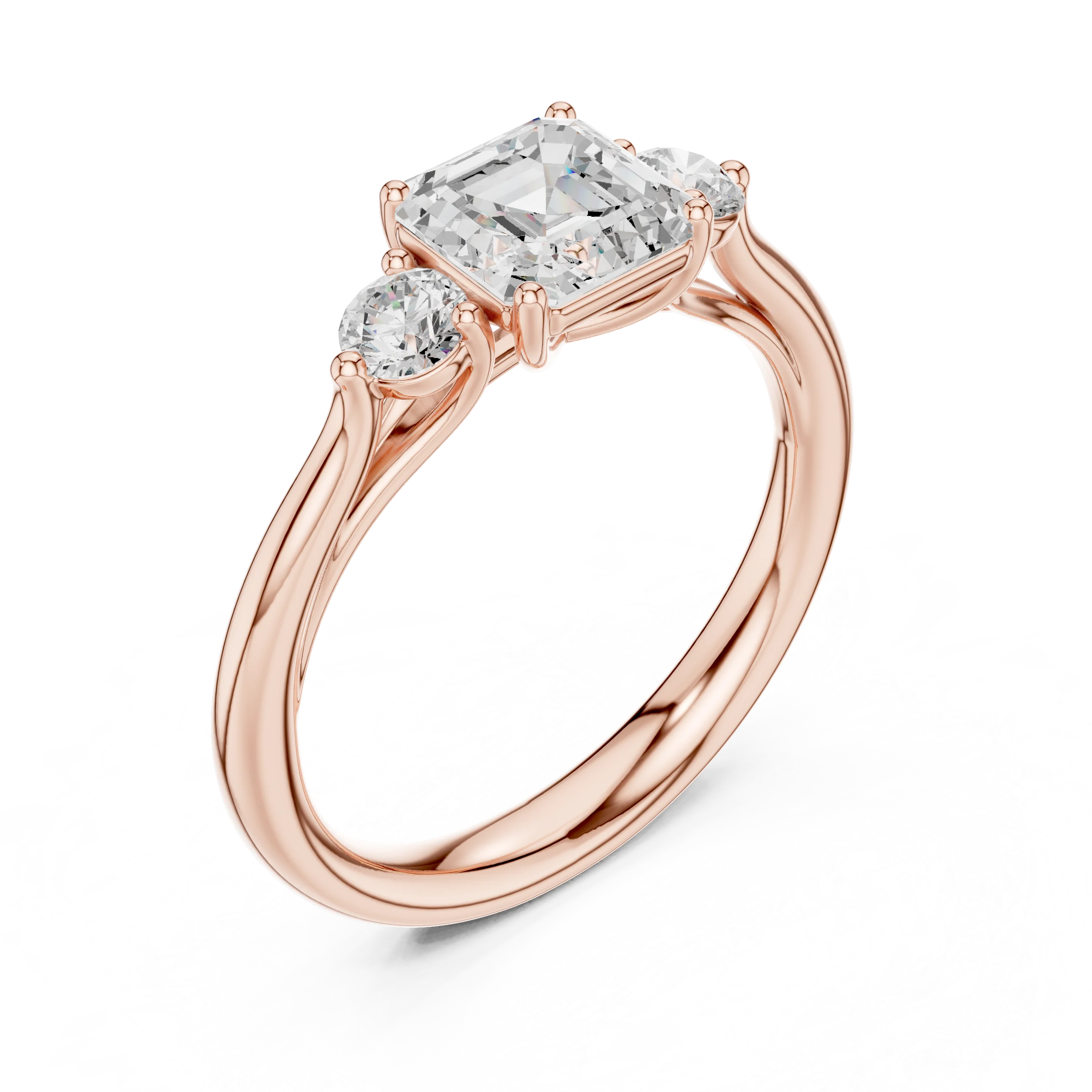 Emerald-Cut Three-Stone Diamond Engagement Ring