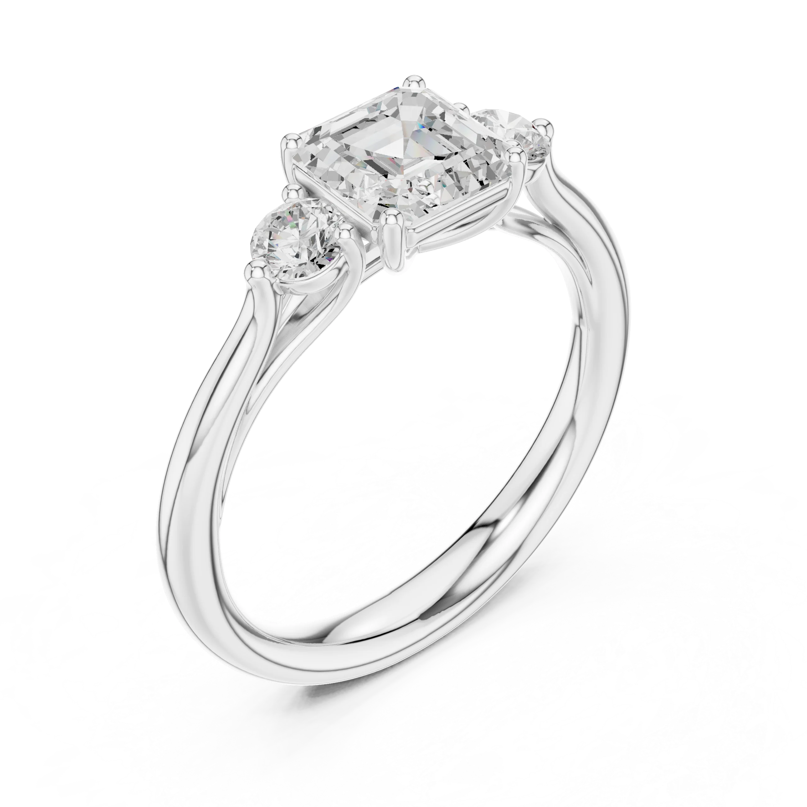 Emerald-Cut Three-Stone Diamond Engagement Ring