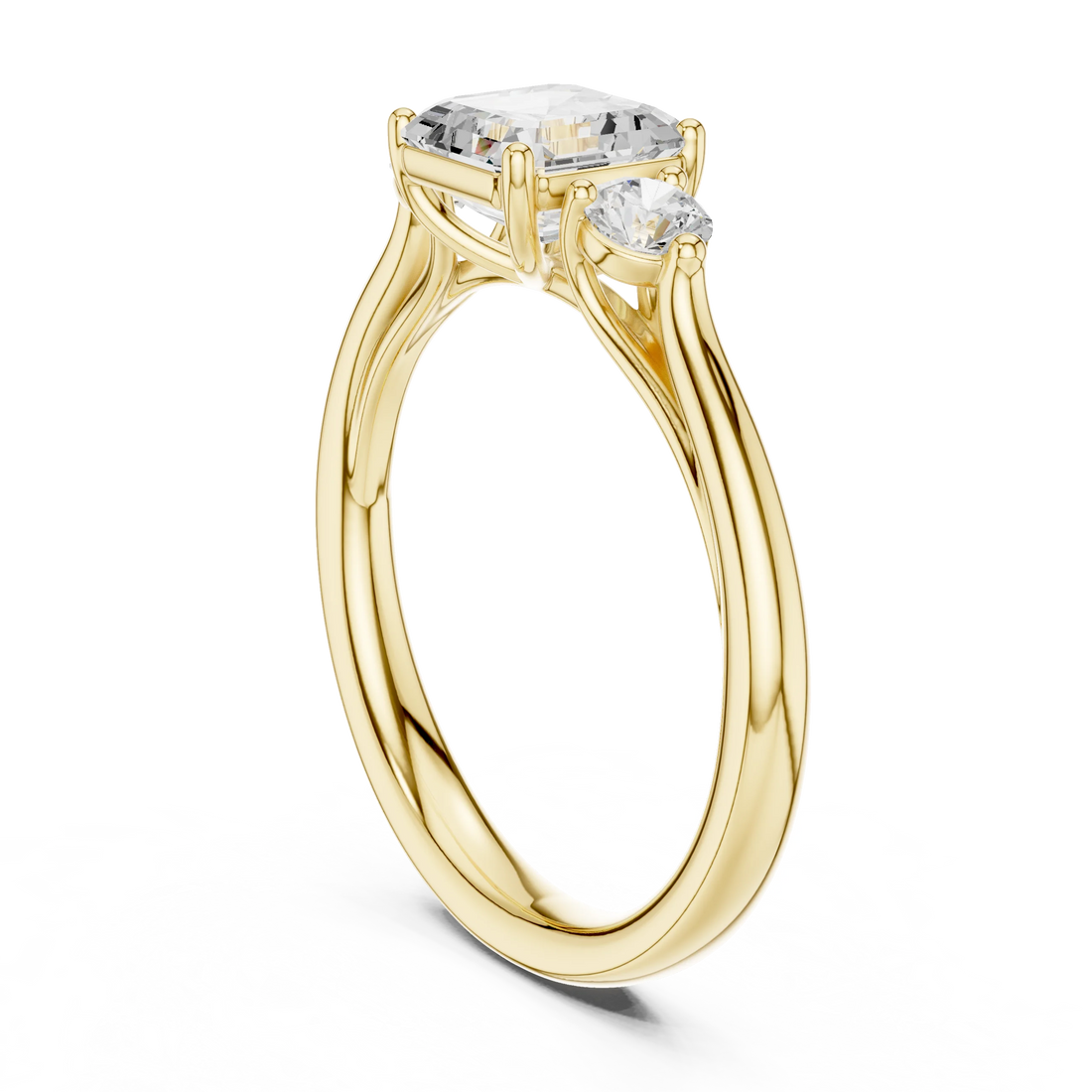 Emerald-Cut Three-Stone Diamond Engagement Ring