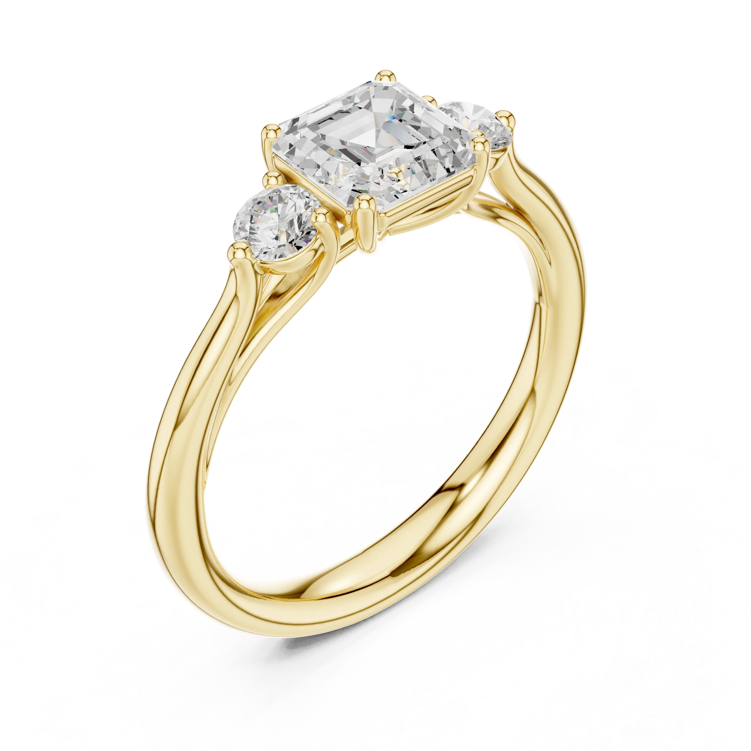 Emerald-Cut Three-Stone Diamond Engagement Ring