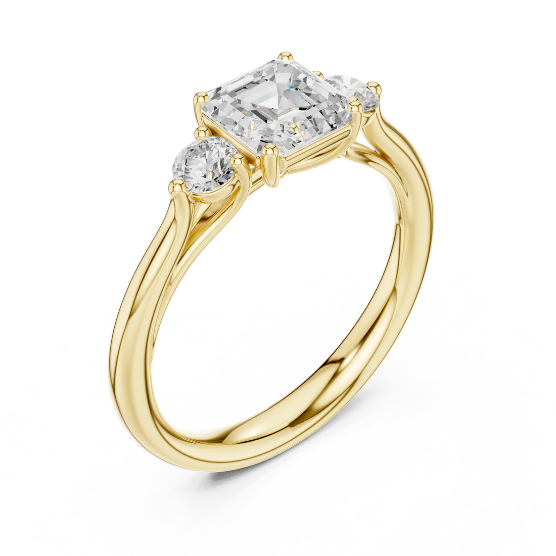 Emerald-Cut Three-Stone Diamond Engagement Ring
