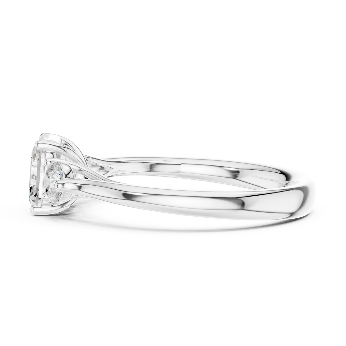 Emerald-Cut Three-Stone Diamond Engagement Ring