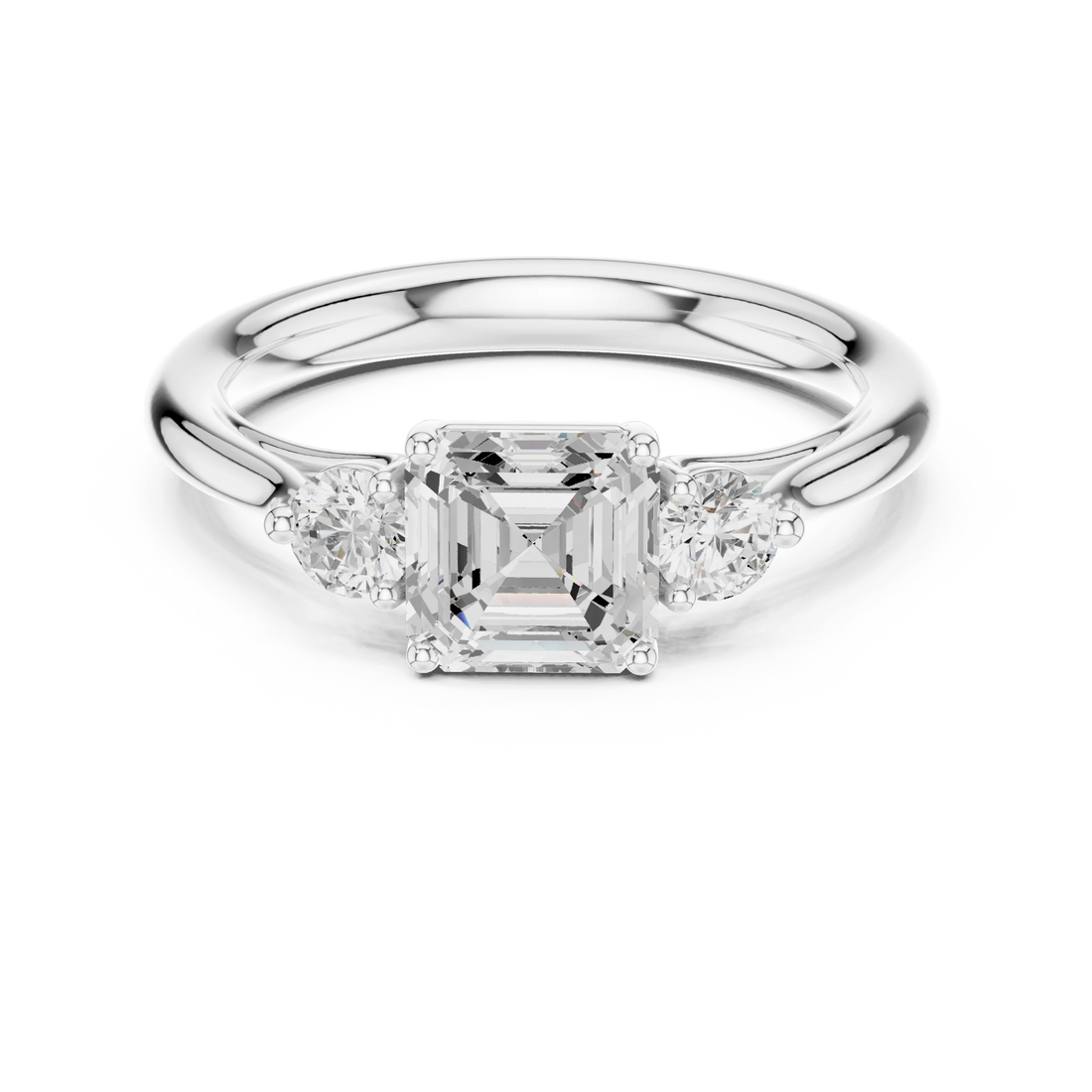 Emerald-Cut Three-Stone Diamond Engagement Ring