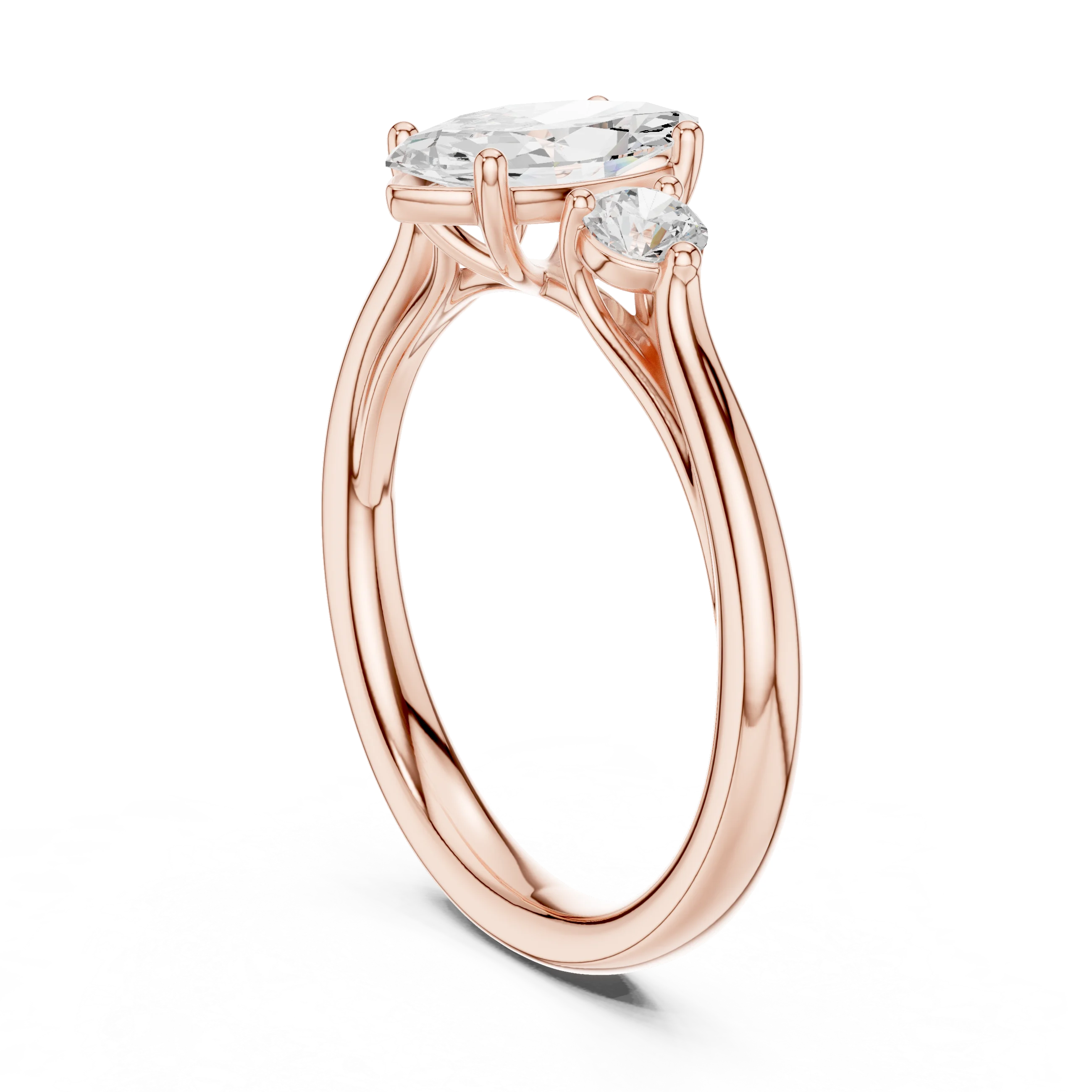 Marquise-Cut Three-Stone Diamond Engagement Ring