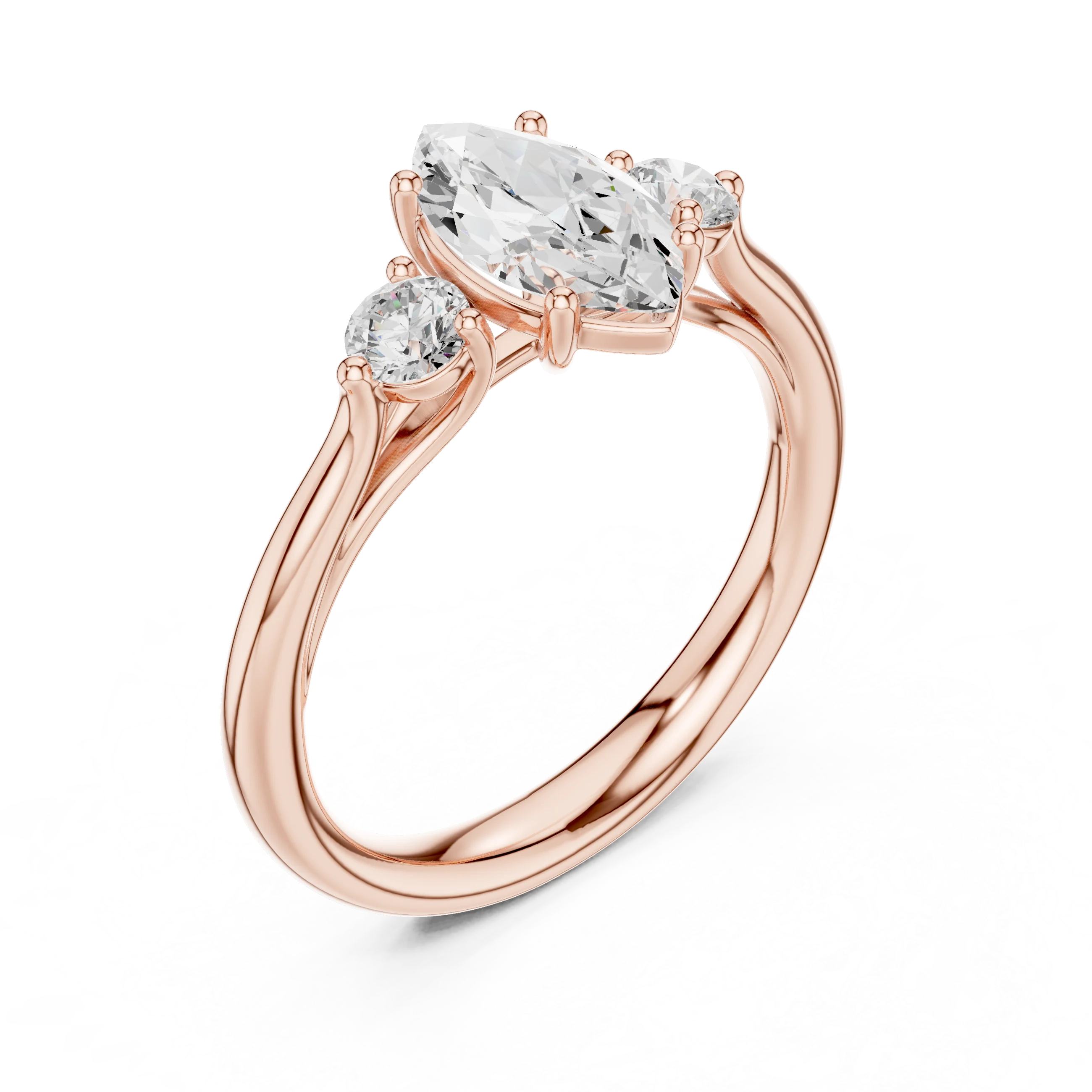 Marquise-Cut Three-Stone Diamond Engagement Ring